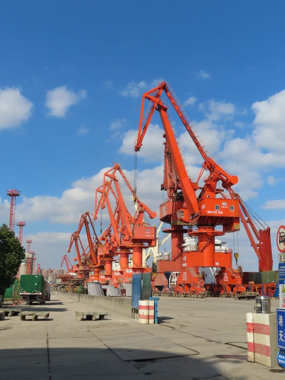 Portal cranes at berth